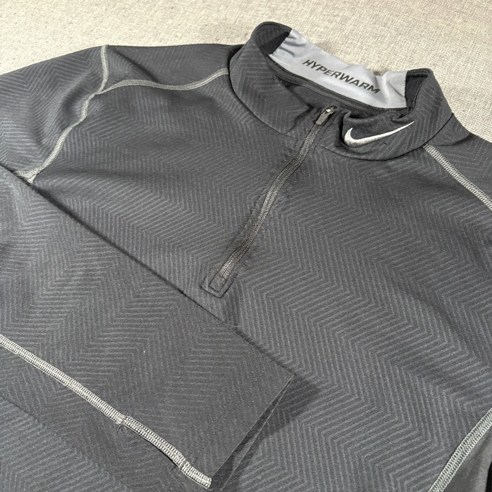 Nike Hyperwarm Quarter Zip Top Men XL Black Chevron Nike Pro Dri-FIT Long Sleeve